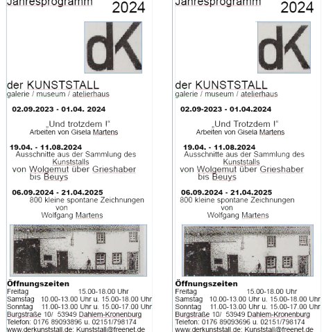 Jahresprogramm Kunststall Dahlem, © Kunststall Dahlem