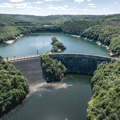 Blick auf die Urfttalperrre im Nationalpark Eifel, © Eifel Tourismus GmbH, Dennis Stratmann-finanziert durch REACT-EU