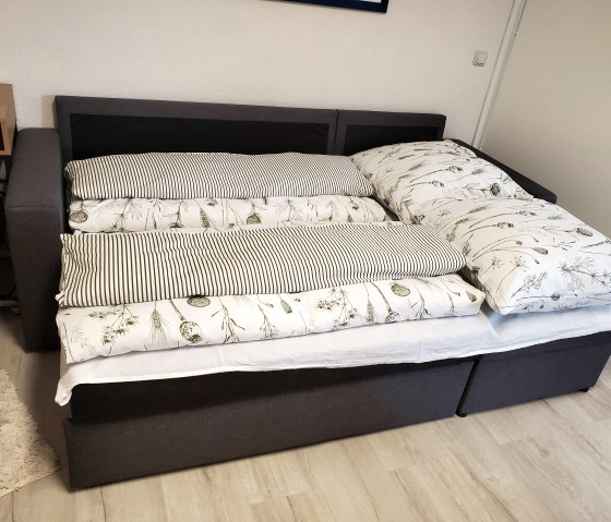 Sofa bed, © Nordeifel Tourismus GmbH & Ferienwohnung Kleine Auszeit